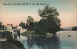 Peacock's Lock, Schuylkill River Reading, PA Postcard Postcard Postcard