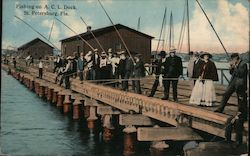 Fishing on A.C.L. Dock Postcard