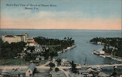 Bird's Eye View of Mouth of Miami River Florida Postcard Postcard Postcard