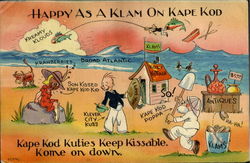 Happy As A Klam On Kape Kod Postcard