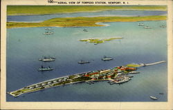 Aerial View of Torpedo Station, Goat Island Newport, RI Postcard Postcard