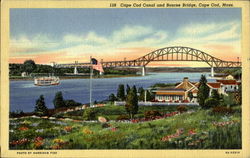 Cape Cod Canal And Bourne Bridge Massachusetts Postcard Postcard