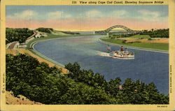 View Along Cape Cod Canal Bourne, MA Postcard Postcard