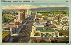 Miracle Mile, Wilshire Blvd Hollywood, CA Postcard Postcard