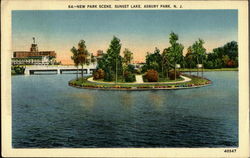 New Park Scene, Sunset Lake Postcard