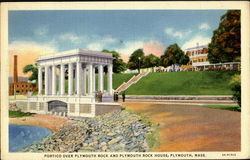 Portico Over Plymouth Rock And Plymouth House Massachusetts Postcard Postcard