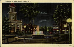 Fountain At Night Silver Creek, NY Postcard Postcard