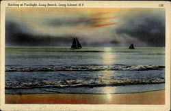 Sailing At Twilight Long Beach Postcard