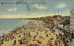 Bathing Beach And Bathers Postcard