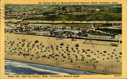 Aerial View Stewart's Beach Galveston, TX Postcard Postcard