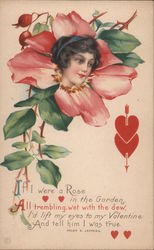 Womans Face in the Center of a Flower Postcard