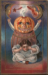 Children with jack-o'-lantern Postcard