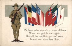 Soldier, Allies Flags Army Postcard Postcard Postcard