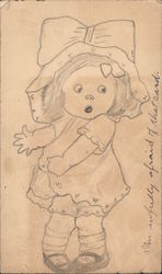 Drawing of surprised girl Postcard