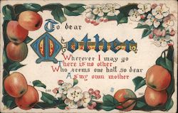 To Dear Mother - Apples and Flowers Postcard