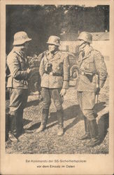 3 soldiers in German military dress Nazi Germany Postcard Postcard Postcard