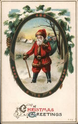 Father Christmas with a sack of toys Postcard