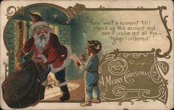 Santa and Small Boy - A Merry Christmas Postcard