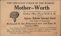 Mother--Worth Sermon at Andrews Methodist Episcopal Church Postcard