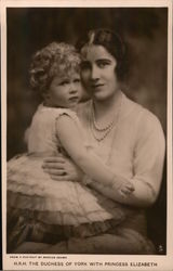 H.R.H. The Duchess Of York With Princess Elizabeth From A Portrait By Marcus Adams. Royalty Postcard Postcard Postcard