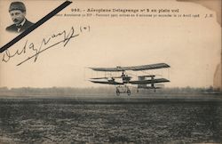 Léon Delagrange and Biplane Postcard