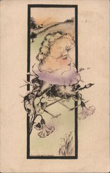 A Woman's Head Coming Out of a Flower Postcard