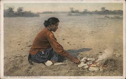 Navaho Woman Baking Bread Native Americana Postcard Postcard Postcard