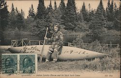 QUEBEC - Indian Lorette-Huron and his birch bark Canoe Native Americana Postcard Postcard Postcard