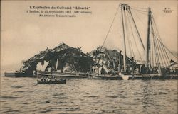 Léxplosion du Cuirassé "Liberté" / Raising of the Wreckage from Toulon Harbor Battleships Postcard Postcard Postcard