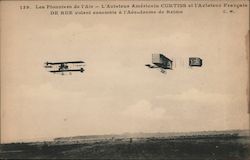 Les Pionnieus de l'Aiv - L'Aviateus Americuin CURTISS et l'Aviateus Francals DE RUE volent ensemble Aircraft Postcard Postcard Postcard