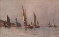 Several Sailboats Near the Shore Postcard