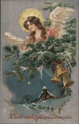 Angel watching down from the branches of tree's Angels Postcard Postcard Postcard