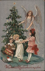 Children Dancing Around Tree, Angel Postcard Postcard Postcard