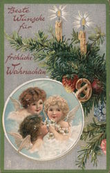 Tuck's Christmas Series 138 - "Beste Wünsche für Fröhliche Weihnachten" - Cherubs w/ Christmas Tree Angels Postcard Postcard Postcard