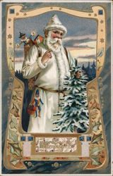 Father Christmas with Tree and Toys Postcard