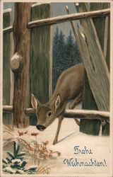 Frohe Weihnachten/ Deer Postcard Postcard Postcard