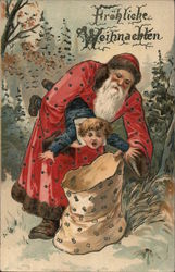 Santa sacking a boy Postcard