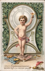 A child toasting the new year in at the stroke of the new year with a glass of champagne Postcard