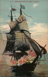 USS Niagara (1813) Aflame Ships Postcard Postcard Postcard