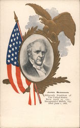 James Buchanan - Oval portrait w/ American flag and eagle Presidents Postcard Postcard Postcard