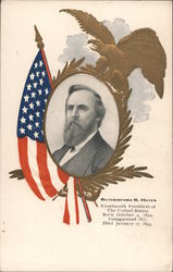 Rutherford B. Hayes - oval portrait w/ American flag and eagle Presidents Postcard Postcard Postcard