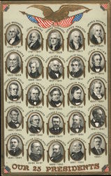 Our 25 Presidents from Washington to T. Roosevelt Patriotic Postcard Postcard Postcard