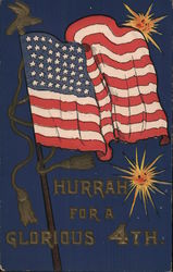 Hurrah For a Glorious 4th American Flag Postcard