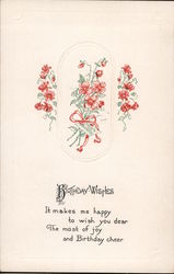 BIRTHDAY WISHES - Poem w/ bouquets of red flowers Postcard Postcard Postcard