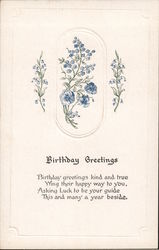 Birthday Greetings Blue Flowers Postcard