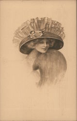 Lady with a Hat and Muff Women Postcard Postcard Postcard