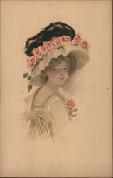 Portrait of a young woman with hat Postcard