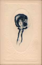 Portrait of Woman Wearing Hat Postcard