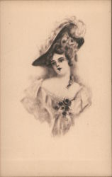 Woman Wearing a Hat Postcard