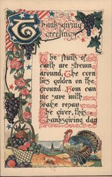 Thanksgiving Greetings poem Postcard